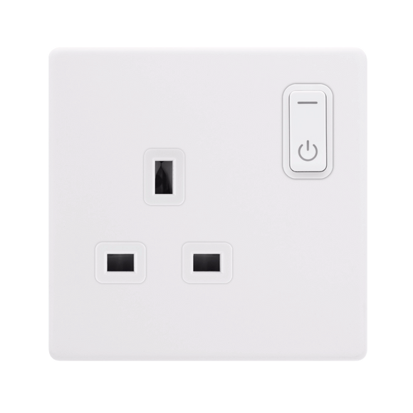 Click® Scolmore Click Smart+ SFPW30035PW 13A 1 Gang Zigbee Smart Switched Socket Outlet Polar White Polar White Insert