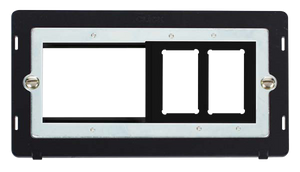 Click® Scolmore GridPro® SIN31102BK Hotel Accessory Plate - 2 Gang Gridpro® Frontplate With Twin New Media Aperture Insert  Black Insert