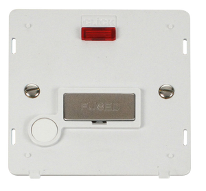 Click® Scolmore Definity™ SIN553PWSS 13A Ingot FCU With Neon Insert  Stainless Steel Polar White Insert