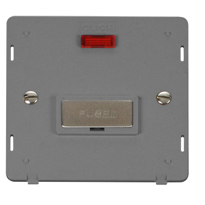 Click® Scolmore Definity™ SIN753GYSS 13A Ingot FCU With Neon Insert  Stainless Steel Grey Insert