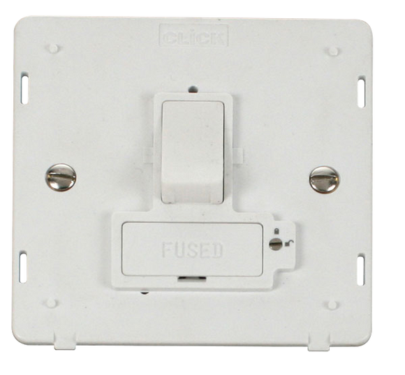 Click® Scolmore Definity™ SIN851PW 13A Lockable Switched FCU Insert   Polar White Insert