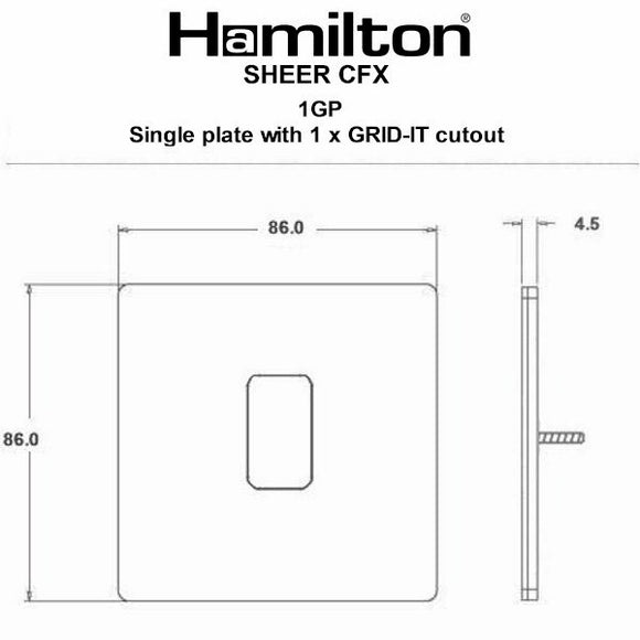 Hamilton 8PNC1GP Sheer CFX Grid-It Polished Nickel 1 Gang Grid Fix Aperture Plate with Grid Insert