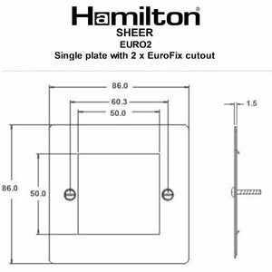 Hamilton 8MBEURO2 Sheer EuroFix Matt Black Single Plate complete with 2 EuroFix Apertures 50x50mm and Grid - NOT Suitable for Over Painting Insert