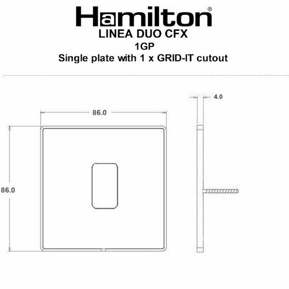 Hamilton LD1GPRB-RB Linea-Duo CFX Richmond Bronze Frame/Richmond Bronze Front 1 Gang Grid Fix Aperture Plate with Grid Insert