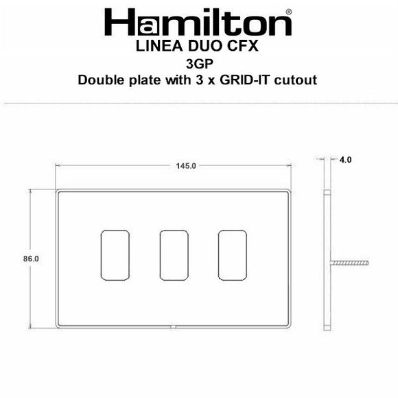 Hamilton LD3GPCB-CB Linea-Duo CFX Copper Bronze Frame/Copper Bronze Front 3 Gang Grid Fix Aperture Plate with Grid Insert