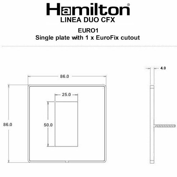 Hamilton LDEURO1CB-CB Linea-Duo CFX EuroFix Copper Bronze Frame/Copper Bronze Front Single Plate complete with 1 EuroFix Aperture 25x50mm and Grid Insert