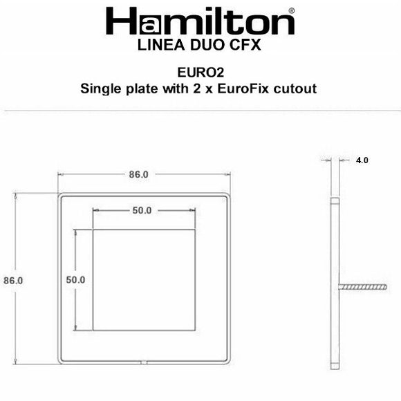 Hamilton LDEURO2CB-CB Linea-Duo CFX EuroFix Copper Bronze Frame/Copper Bronze Front Single Plate complete with 2 EuroFix Apertures 50x50mm and Grid Insert