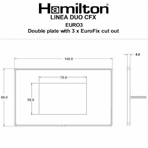 Hamilton LDEURO3CB-CB Linea-Duo CFX EuroFix Copper Bronze Frame/Copper Bronze Front Double Plate complete with 3 EuroFix Apertures 75x50mm and Grid Insert