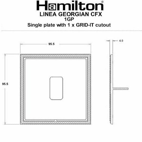 Hamilton LGX1GPEB-EB Linea-Georgian CFX Grid-IT Etrium Bronze Frame/Etrium Bronze Front 1 Gang Grid Fix Aperture Plate with Grid Insert