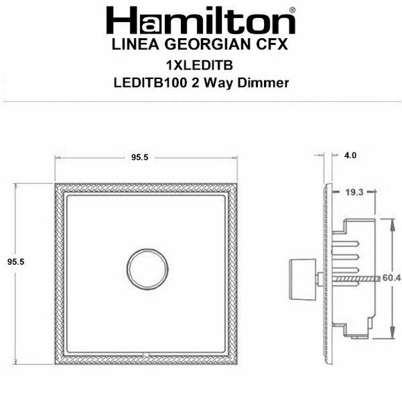 Hamilton LGX1XLEDITB100RB-RB Linea-Georgian CFX Richmond Bronze Frame/Richmond Bronze 1g 100W LED 2 Way Push On/Off Rotary Dimmer Richmond Bronze Insert