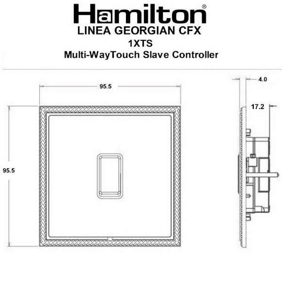 Hamilton LGX1XTSAB-ABB Linea-Georgian CFX Antique Brass Frame/Antique Brass Front 1 gang Multi-Way Touch Slave Controller Antique Brass/Black Insert