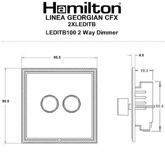 Hamilton LGX2XLEDITB100RB-RB Linea-Georgian CFX Richmond Bronze Frame/Richmond Bronze 2g 100W LED 2 Way Push On/Off Rotary Dimmer Richmond Bronze Insert