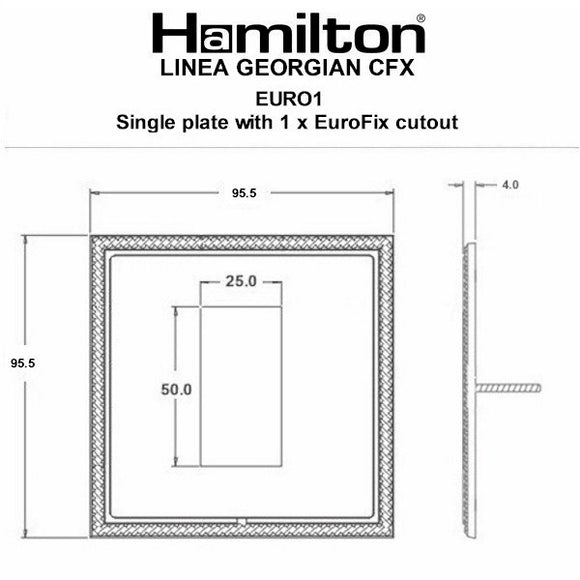 Hamilton LGXEURO1HB-HB Linea-Georgian CFX EuroFix Connaught Bronze Frame/Connaught Bronze Front Single Plate complete with 1 EuroFix Aperture 25x50mm and Grid Insert