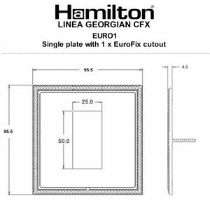 Hamilton LGXEURO1EB-EB Linea-Georgian CFX EuroFix Etrium Bronze Frame/Etrium Bronze Front Single Plate complete with 1 EuroFix Aperture 25x50mm and Grid Insert