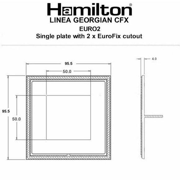 Hamilton LGXEURO2CB-CB Linea-Georgian CFX EuroFix Copper Bronze Frame/Copper Bronze Front Single Plate complete with 2 EuroFix Apertures 50x50mm and Grid Insert