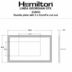 Hamilton LGXEURO3HB-HB Linea-Georgian CFX EuroFix Connaught Bronze Frame/Connaught Bronze Front Double Plate complete with 3 EuroFix Apertures 75x50mm and Grid Insert