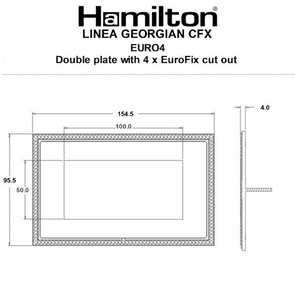 Hamilton LGXEURO4CB-CB Linea-Georgian CFX EuroFix Copper Bronze Frame/Copper Bronze Front Double Plate complete with 4 EuroFix Apertures 100x50mm and Grid Insert