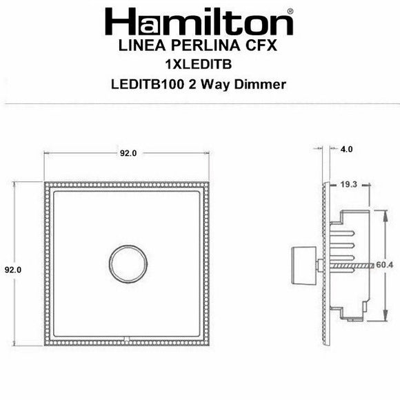 Hamilton LPX1XLEDITB100HB-HB Linea-Perlina CFX Connaught Bronze Frame/Connaught Bronze 1g 100W LED 2 Way Push On/Off Rotary Dimmer Connaught Bronze Insert