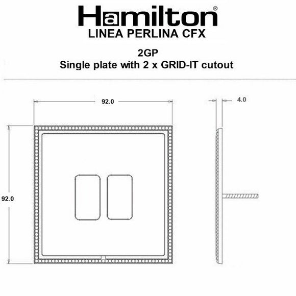 Hamilton LPX2GPCB-CB Linea-Perlina CFX Grid-IT Copper Bronze Frame/Copper Bronze Front 2 Gang Grid Fix Aperture Plate with Grid Insert