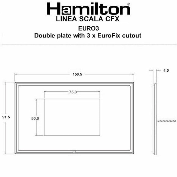 Hamilton LSXEURO3EB-EB Linea-Scala CFX EuroFix Etrium Bronze Frame/Etrium Bronze Front Double Plate complete with 3 EuroFix Apertures 75x50mm and Grid Insert