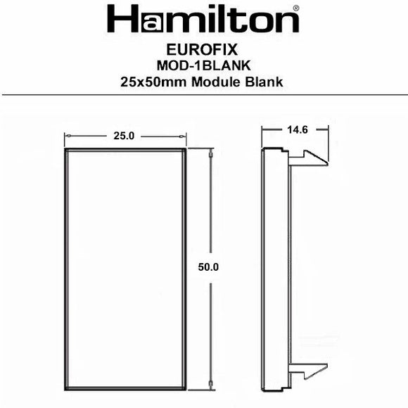 Hamilton MOD-1BLANKQG EuroFix 25x50mm Module Blank Quartz Grey Insert