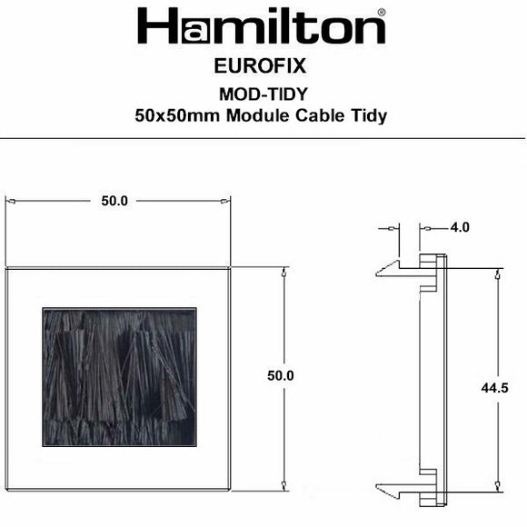 Hamilton MOD-50TIDYB EuroFix Cable Tidy 50x50mm Module Black Insert