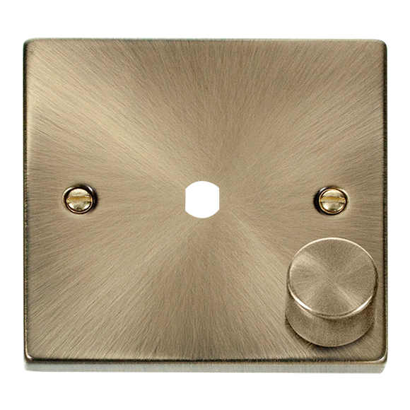 Click® Scolmore Deco® VPAB140PL 1 Gang Dimmer Plate & Knob (650W Max) - 1 Aperture Antique Brass  Insert