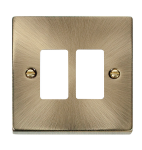 Click® Scolmore GridPro® VPAB20402 2 Gang GridPro® Frontplate - Antique Brass Antique Brass  Insert