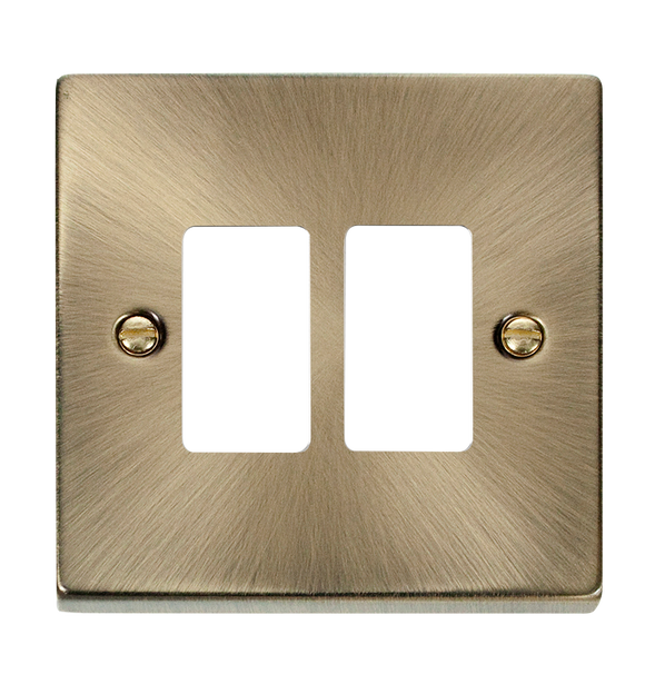 Click® Scolmore GridPro® VPAB20402 2 Gang GridPro® Frontplate - Antique Brass Antique Brass  Insert