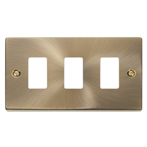 Click® Scolmore GridPro® VPAB20403 3 Gang GridPro® Frontplate - Antique Brass Antique Brass  Insert