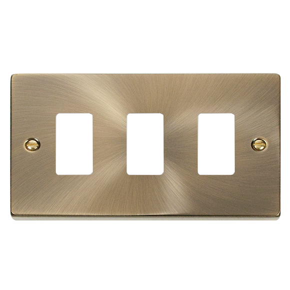 Click® Scolmore GridPro® VPAB20403 3 Gang GridPro® Frontplate - Antique Brass Antique Brass  Insert