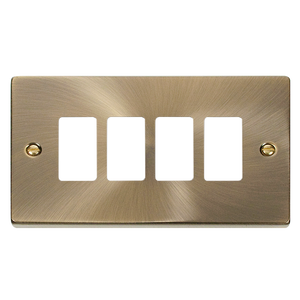 Click® Scolmore GridPro® VPAB20404 4 Gang GridPro® Frontplate - Antique Brass Antique Brass  Insert