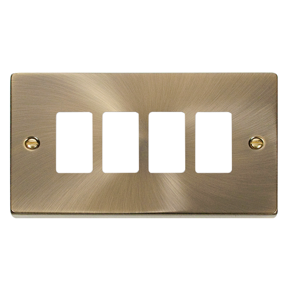 Click® Scolmore GridPro® VPAB20404 4 Gang GridPro® Frontplate - Antique Brass Antique Brass  Insert