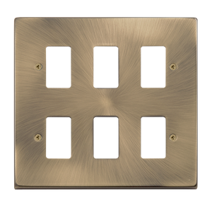 Click® Scolmore GridPro® VPAB20506 6 Gang GridPro® Frontplate - Antique Brass Antique Brass  Insert