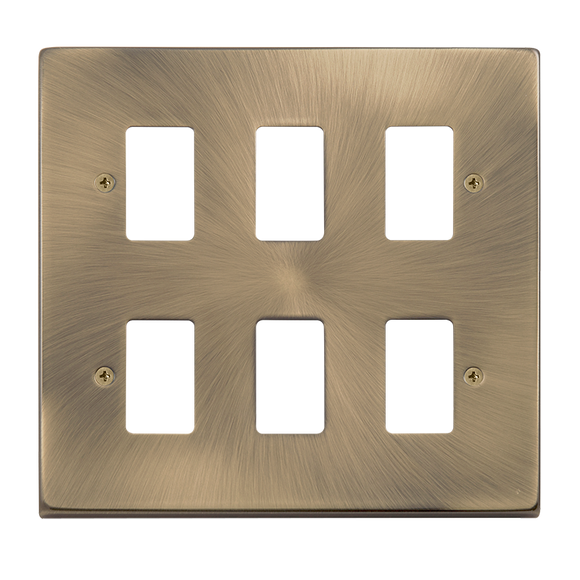 Click® Scolmore GridPro® VPAB20506 6 Gang GridPro® Frontplate - Antique Brass Antique Brass  Insert