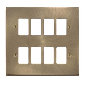 Click® Scolmore GridPro® VPAB20508 8 Gang GridPro® Frontplate - Antique Brass Antique Brass  Insert