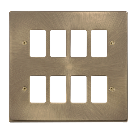 Click® Scolmore GridPro® VPAB20508 8 Gang GridPro® Frontplate - Antique Brass Antique Brass  Insert