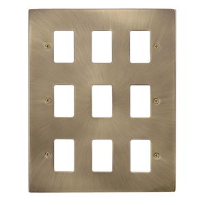 Click® Scolmore GridPro® VPAB20509 9 Gang GridPro® Frontplate - Antique Brass Antique Brass  Insert