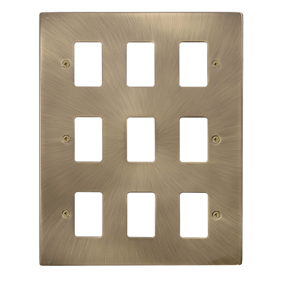 Click® Scolmore GridPro® VPAB20509 9 Gang GridPro® Frontplate - Antique Brass Antique Brass  Insert