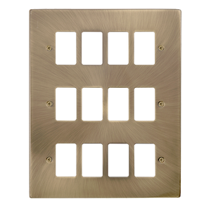 Click® Scolmore GridPro® VPAB20512 12 Gang GridPro® Frontplate - Antique Brass Antique Brass  Insert