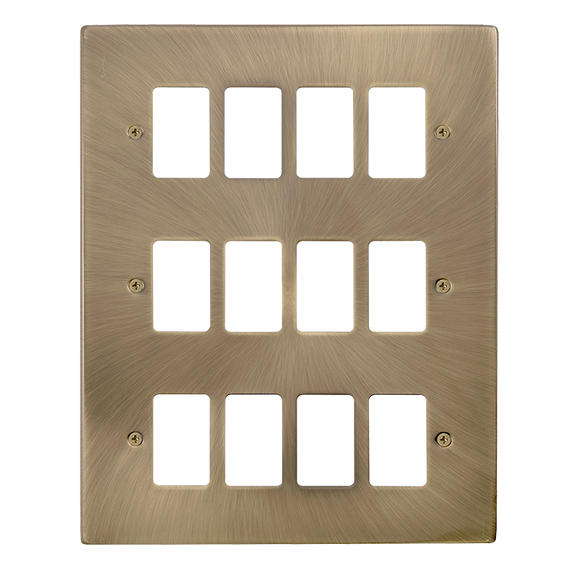 Click® Scolmore GridPro® VPAB20512 12 Gang GridPro® Frontplate - Antique Brass Antique Brass  Insert