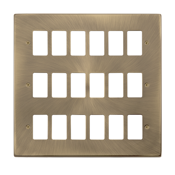 Click® Scolmore GridPro® VPAB20518 18 Gang GridPro® Frontplate - Antique Brass Antique Brass  Insert