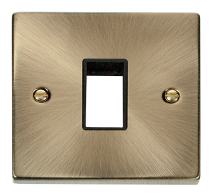 Click® Scolmore Deco® VPAB401BK 1 Gang MiniGrid® Unfurnished Plate - 1 Aperture  Antique Brass Black Insert