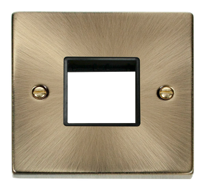 Click® Scolmore Deco® VPAB402BK 1 Gang MiniGrid® Unfurnished Plate - 2 Apertures Antique Brass Black Insert