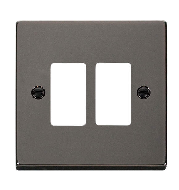 Click® Scolmore GridPro® VPBN20402 2 Gang GridPro® Frontplate - Black Nickel Black Nickel  Insert