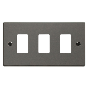 Click® Scolmore GridPro® VPBN20403 3 Gang GridPro® Frontplate - Black Nickel Black Nickel  Insert