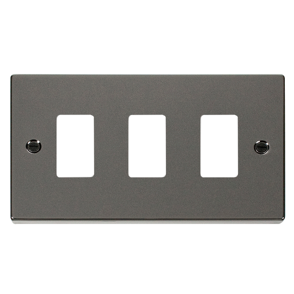 Click® Scolmore GridPro® VPBN20403 3 Gang GridPro® Frontplate - Black Nickel Black Nickel  Insert