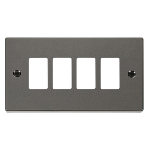 Click® Scolmore GridPro® VPBN20404 4 Gang GridPro® Frontplate - Black Nickel Black Nickel  Insert