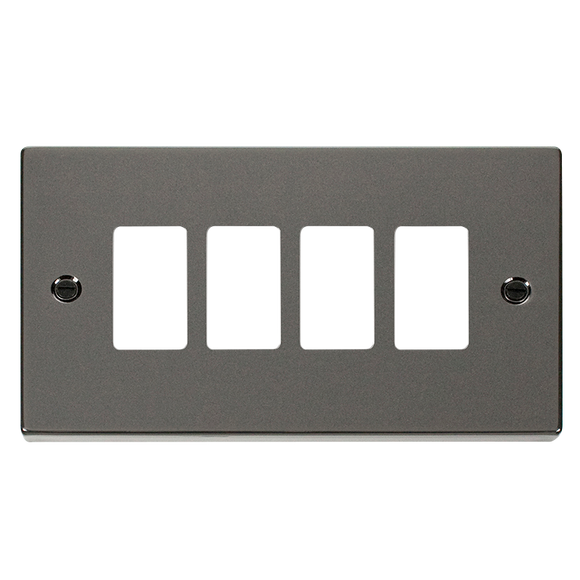 Click® Scolmore GridPro® VPBN20404 4 Gang GridPro® Frontplate - Black Nickel Black Nickel  Insert