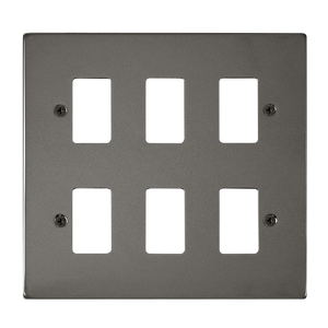 Click® Scolmore GridPro® VPBN20506 6 Gang GridPro® Frontplate - Black Nickel Black Nickel  Insert